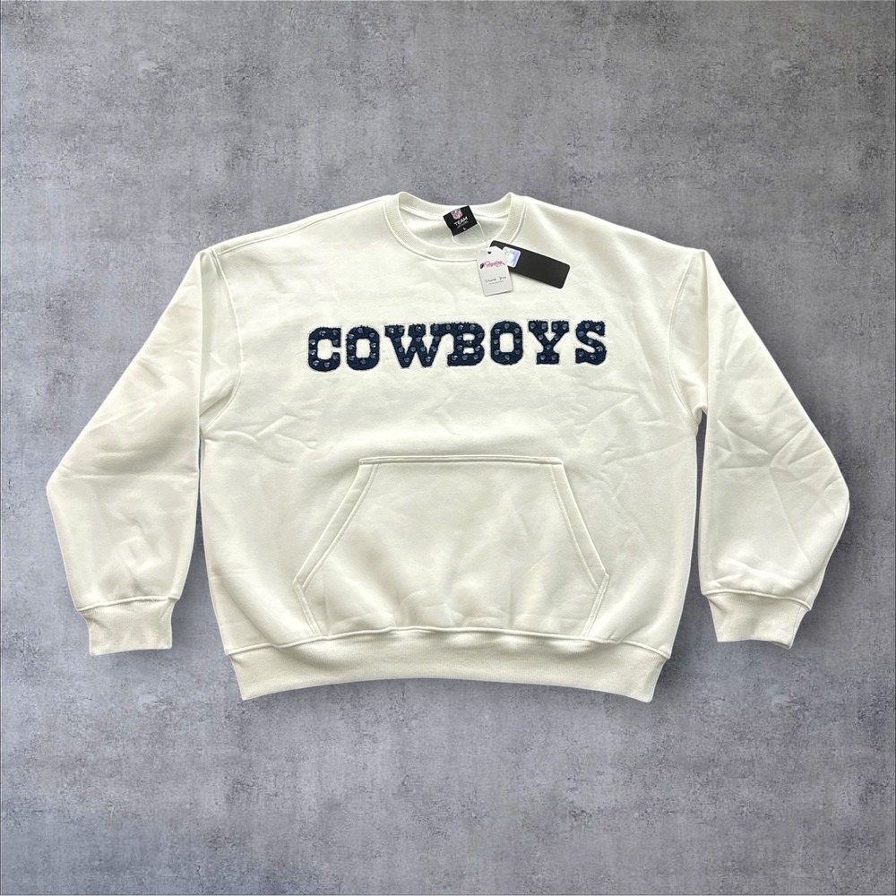 NFL Fabgating by Cuce Dallas Cowboys Pocket Sweatshirt Womens L Rhinestone Crew